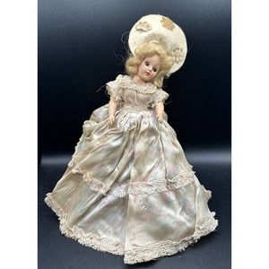 Pretty 1948 Duchess Doll Corp 7 1/2" Sleepy Eye Arms Move Doll Long Dress
